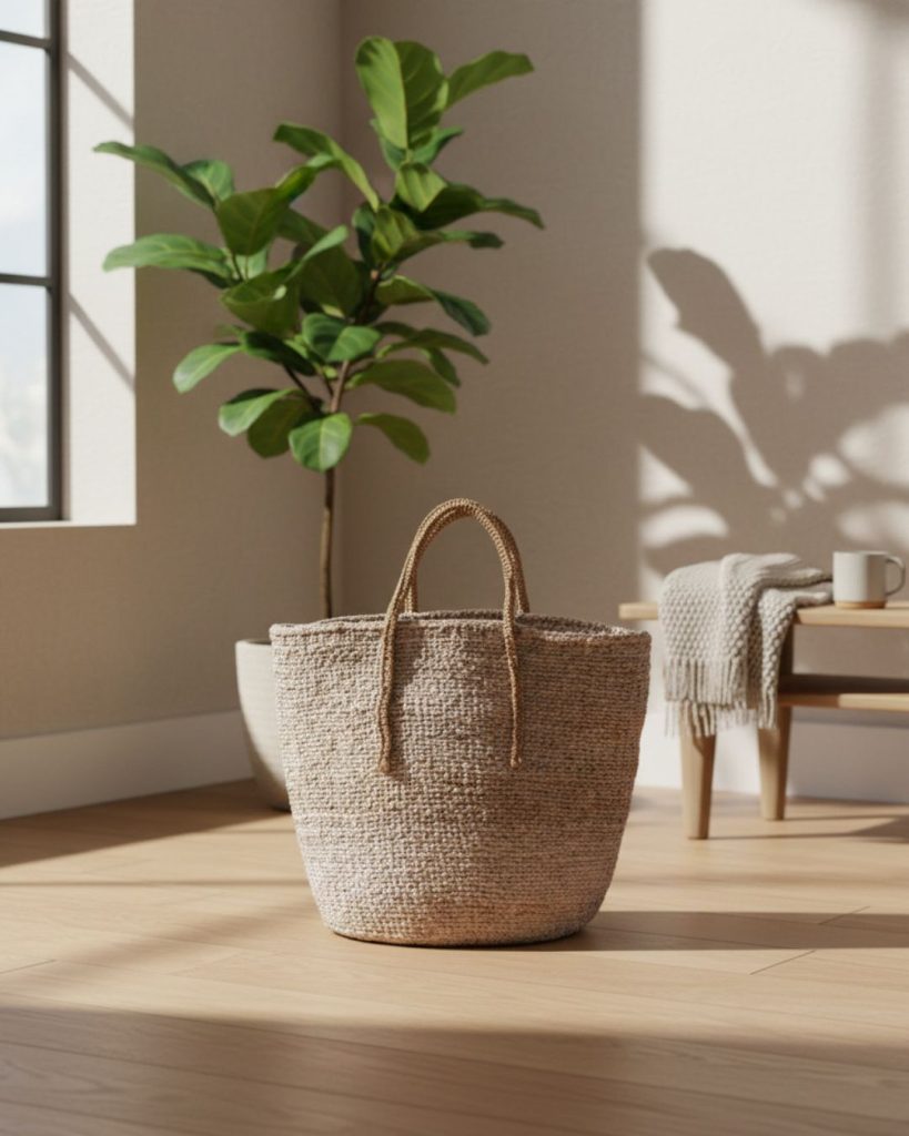 Upcycled khaki basket